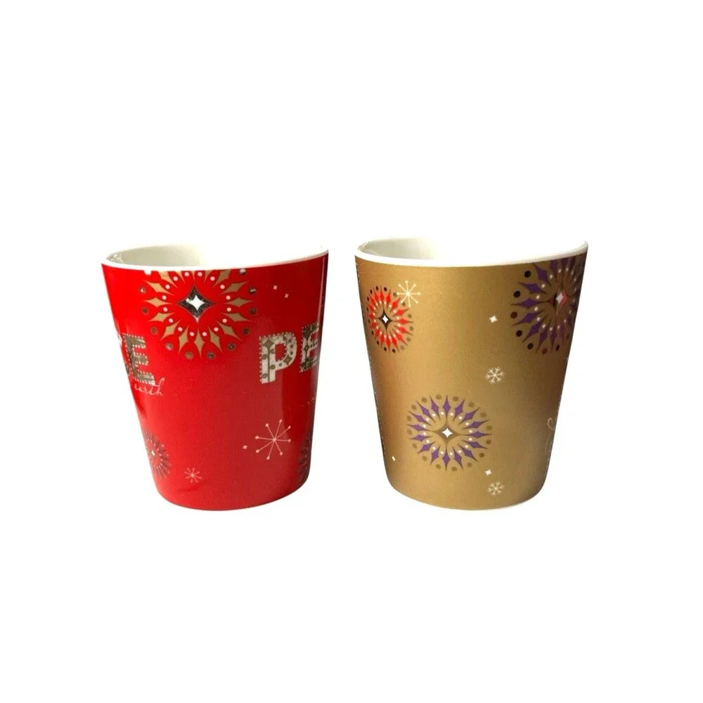 2 Holiday Starbucks Coffee Mugs 2006 Noel and Peace 14 oz
